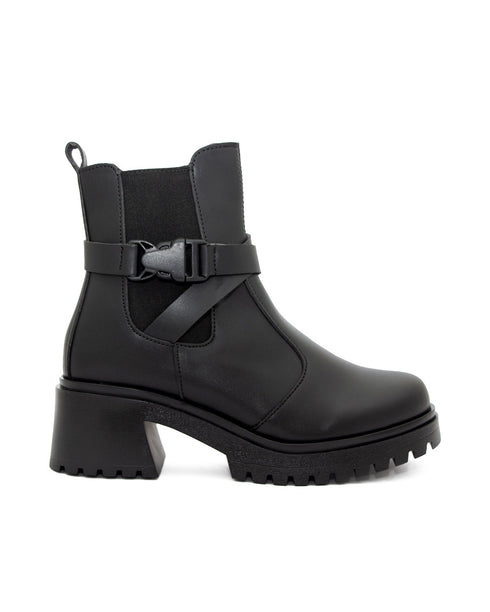 Botín Negro Combat Broche Hebilla 5909M